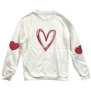 White Heart Graphic Crewneck Sweatshirt Unisex Medium New Without Tags